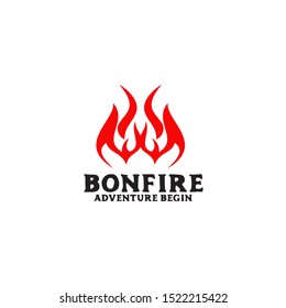 Camping bonfire logo design illustration template