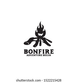 Camping bonfire logo design illustration template