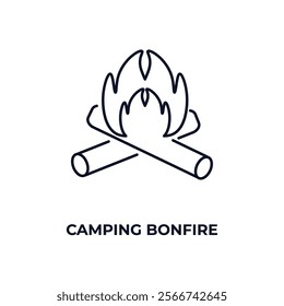 camping bonfire outline icon. Linear vector from nature concept. Thin line camping bonfire icon isolated on white background