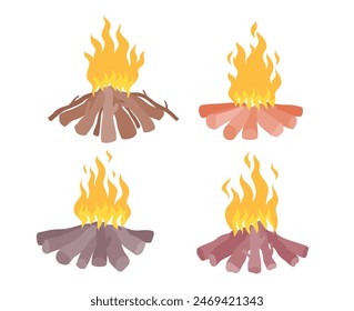 Camping bonfire vector cartoon style.