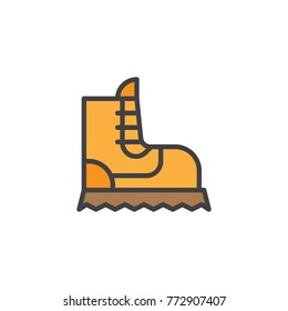 Camping boot filled outline icon, line vector sign, linear colorful pictogram isolated on white. Symbol, logo illustration. Pixel perfect vector graphics