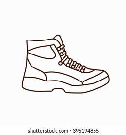 Camping boot icon in flat style. Tourism boot icon. Vector illustration of tourism boot icon isolated. Hillwalking boot concept for your design.  Tourism footwear icon. Camping footwear concept.