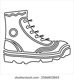 Camping Boots, Hunting Hiking Protective Boots Vector Art Illustration