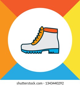 Camping boots icon colored line symbol. Premium quality isolated hiking shoes element in trendy style.