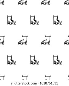 Camping Boots Seamless Pattern, Hunting Hiking Protective Boots Vector Art Illustration