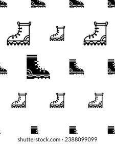 Camping Boots Seamless Pattern, Hunting Hiking Protective Boots Vector Art Illustration