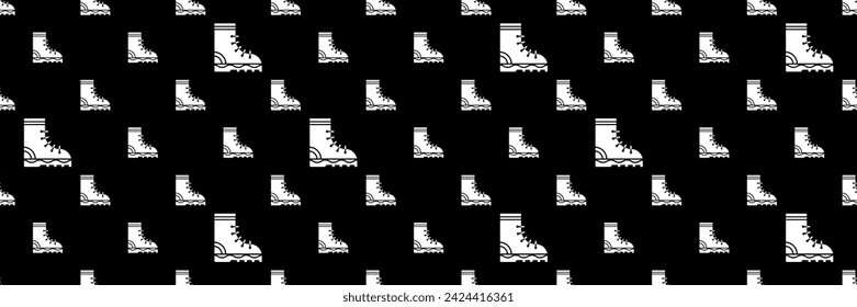 Camping Boots Seamless Pattern, Hunting Hiking Protective Boots Vector Art Illustration