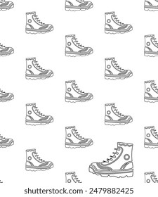 Patrón sin costura de las botas de camping, ilustración de Arte vectorial de las botas protectoras de senderismo de caza