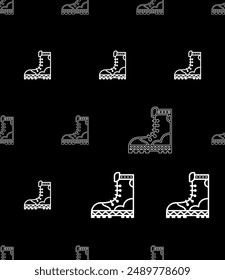 Camping Boots Seamless Pattern, Hunting Hiking Protective Boots Vector Art Illustration