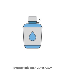 Camping Bottle drink icon in color icon, isolated on white background 