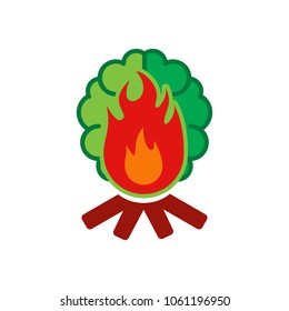 Camping Brain Logo Icon Design