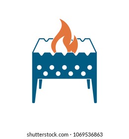 Icono de acampada de brasero. Ilustración del vector