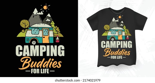 Camping Buddies For Life Funny Outdoor Vintage Camper Camping  RV T-shirt Design svg