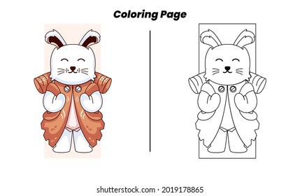 camping bunny with coloring pages