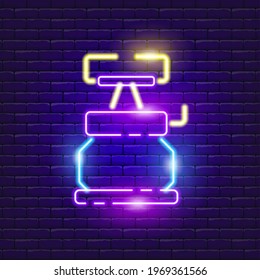 Camping burner neon icon. Vector illustration for the design of advertising, website, promotion, banner, brochure, flyer. Concept of Hike, travel, camping.