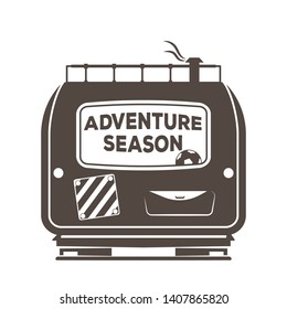 Camping bus. Back side of camping bus. Vector illustration