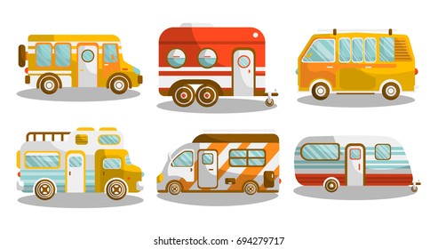 Camping bus or camper van vector illustration