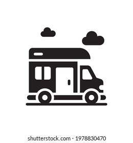 camping Bus vector Solid  icon style illustration. EPS 10 File