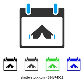 Camping Calendar Day flat vector icon. Colored camping calendar day gray, black, blue, green pictogram versions. Flat icon style for graphic design.