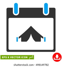 Camping Calendar Day icon. Vector EPS illustration style is flat iconic bicolor symbol, blue and gray colors.