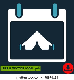 Camping Calendar Day icon. Vector EPS illustration style is flat iconic bicolor symbol, blue and white colors.