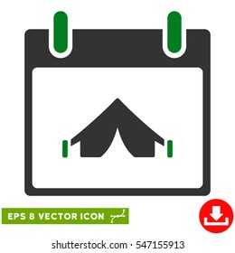 Camping Calendar Day icon. Vector EPS illustration style is flat iconic bicolor symbol, green and gray colors.