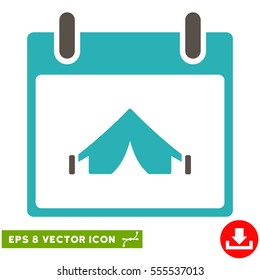 Camping Calendar Day icon. Vector EPS illustration style is flat iconic bicolor symbol, grey and cyan colors.