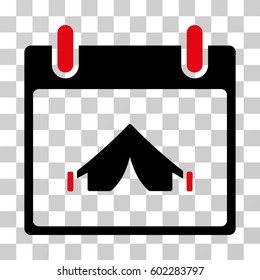 Camping Calendar Day icon. Vector illustration style is flat iconic bicolor symbol, intensive red and black colors, transparent background. Designed for web and software interfaces.
