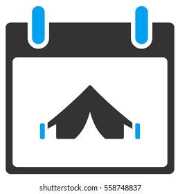 Camping Calendar Day vector toolbar icon. Style is bicolor flat icon symbol, blue and gray colors, white background.