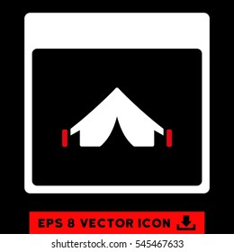 Camping Calendar Page icon. Vector EPS illustration style is flat iconic bicolor symbol, red and white colors.