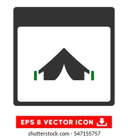 Camping Calendar Page icon. Vector EPS illustration style is flat iconic bicolor symbol, green and gray colors.