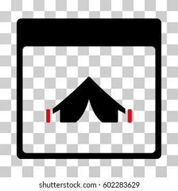 Camping Calendar Page icon. Vector illustration style is flat iconic bicolor symbol, intensive red and black colors, transparent background. Designed for web and software interfaces.
