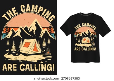 Camping Are Calling camiseta gráfica tienda de campaña fogata