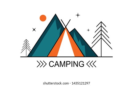 Camping camp emblem logo vector