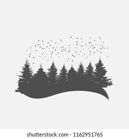 Camping Camp. Image of Nature. Tree Silhouette. Vector Illustration. EPS10