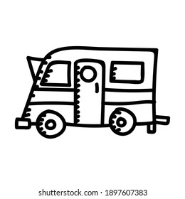 Camping Camper Color Icon. Vector Design Illustration Sign Logo.