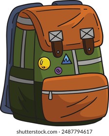 Camping Campers Mochila de dibujos animados de color Clipart 