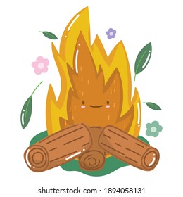 camping campfire flame in cartoon style design vector illustration