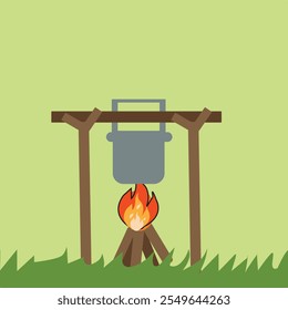 Camping Campfire Icon Vector Illustration.