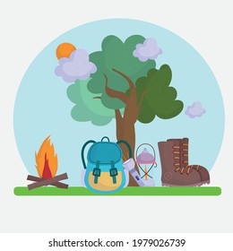 árbol de botas de linterna de campana de acampada