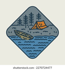 Camping and canoe graphic illustration vector art t-shirt design