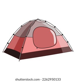 Camping canvas tent in flat technique vector illustration 