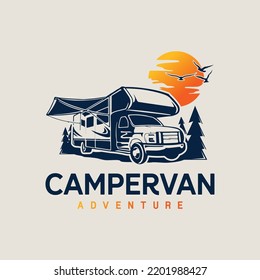 camping car camper van illustration logo vector