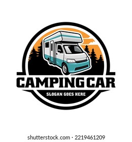 camping car, campervan illustration logo vector svg