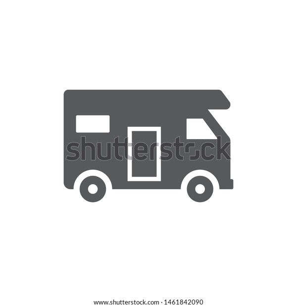 Camping car icon on\
white background. -\
icon