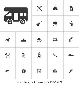 camping car. camping icon set on white background