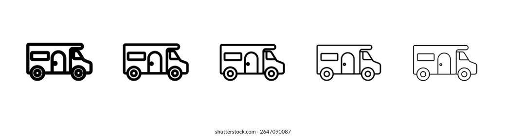 ícone de carro de acampamento vetor símbolo ou ilustração contorno