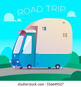 Camping car illustration. Vector