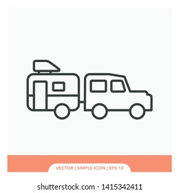 Camping Car Line Icon Vector Illustration