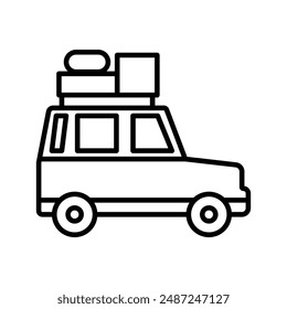 camping car linear logo mark in black and white